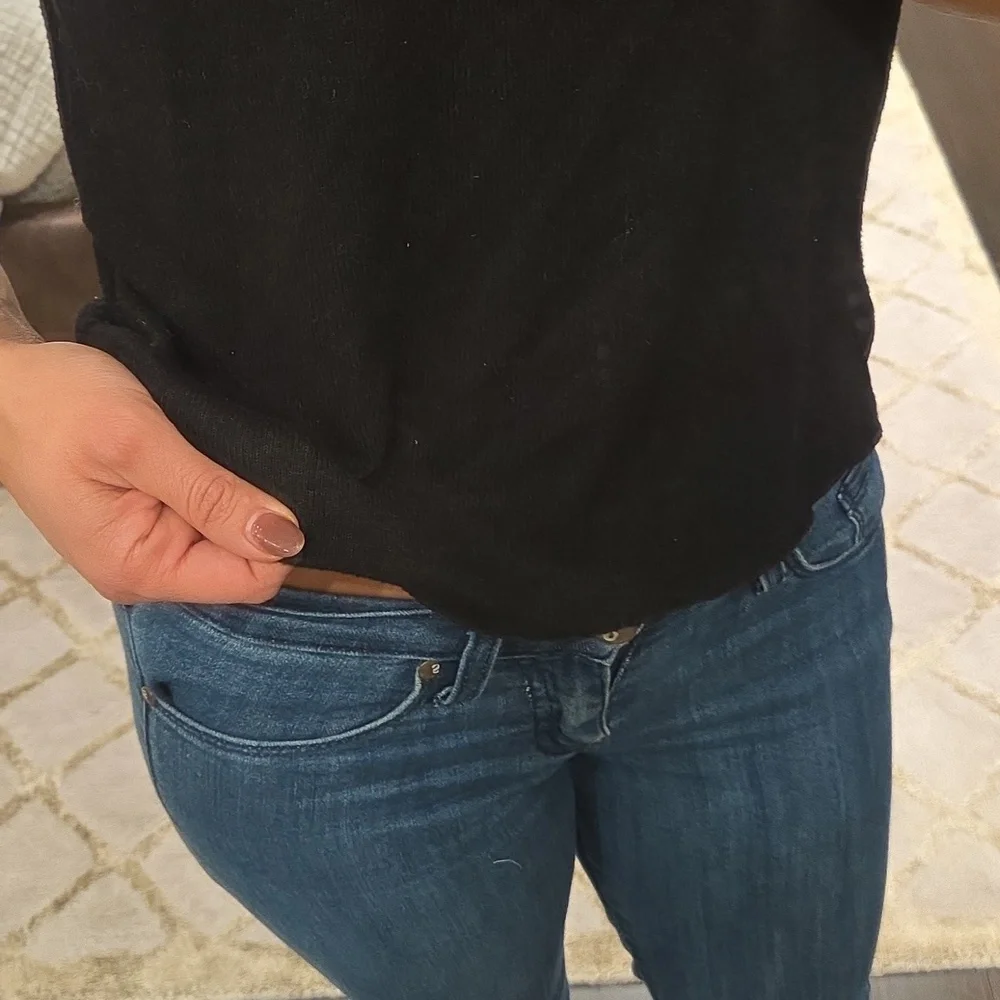 WOMEN'S Zara V NECK TOP THIN SWEATER Shirt SZ S BLACK $30 - Picture 4 of 4